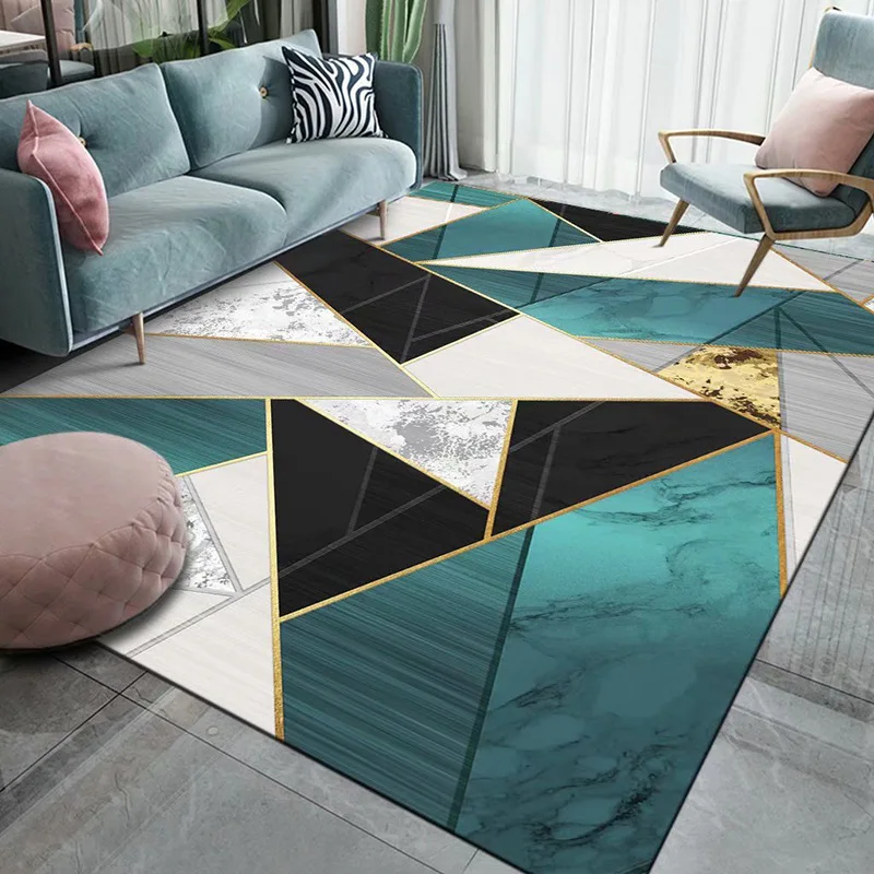 VIKAMA ins3D digital printing light luxury series carpet crystal velvet living room coffee table mat bedroom bed rug