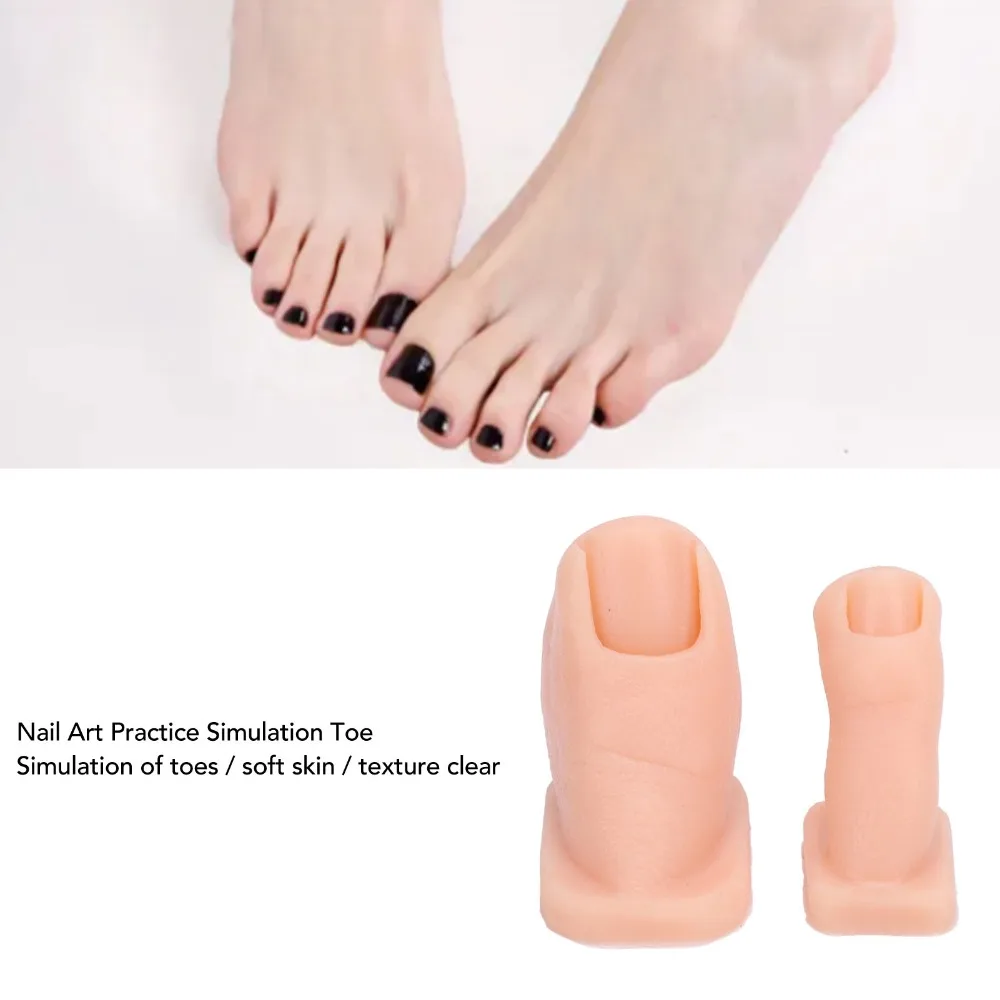 2pcs Silicone Silicone Practice Toes Model Flexible Artificial Toe Simulator Simulation Fake Toes Manicure Training Toes