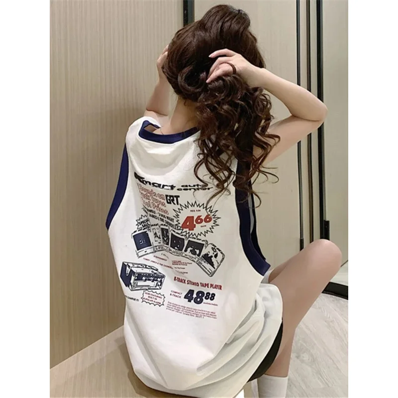 

Nicemix американский жилет в стиле ретро, женская летняя верхняя одежда, свободная футболка без рукавов в уличном стиле, спортивные баскетбольные крутые топы для девочек