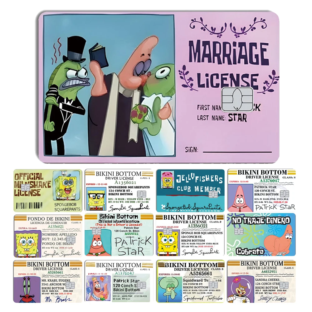 

2026 New Star Bob Cartoon No Fade Waterproof Skin Cover Sticker Film for Credit Debit Card Small Large Chip