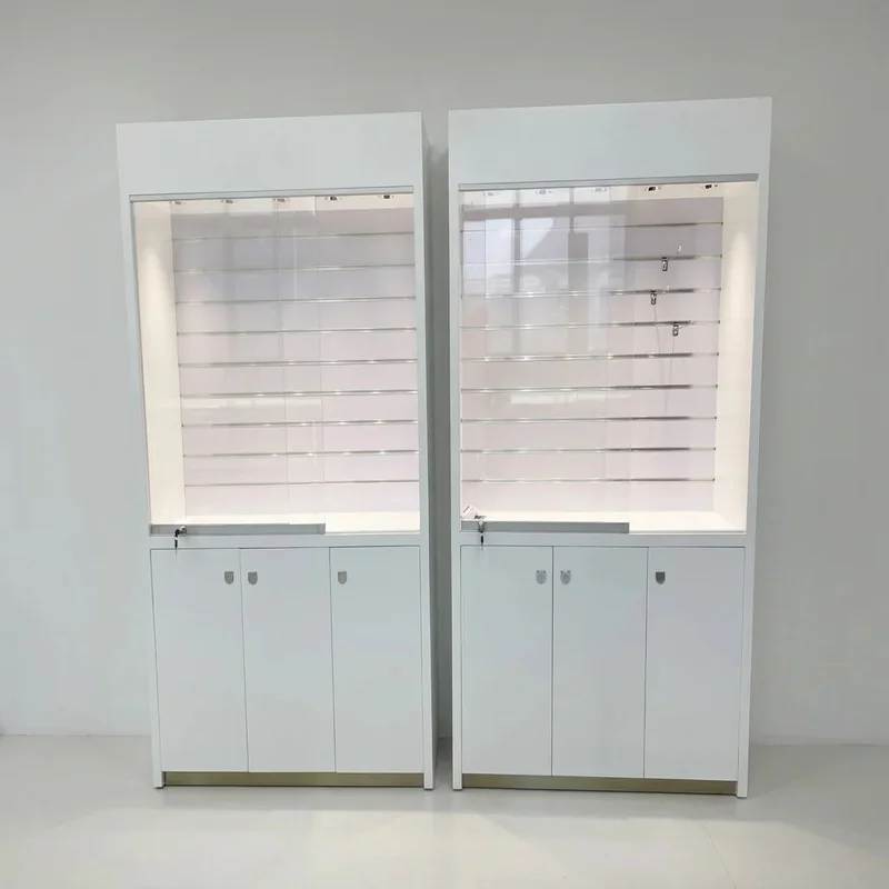 custom.Stainless Steel Tempered Glass LED Lighting Eyewear Showcase Kiosk Stand with Acrylic and LED Retail Stores Shopping