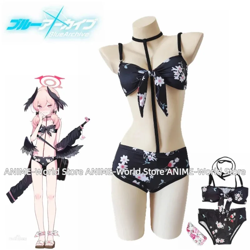 Синий архив Shimoe Koharu Wakaba Hinata, купальник, бикини, карнавальный костюм на Хэллоуин, игровой наряд для женщин, парик