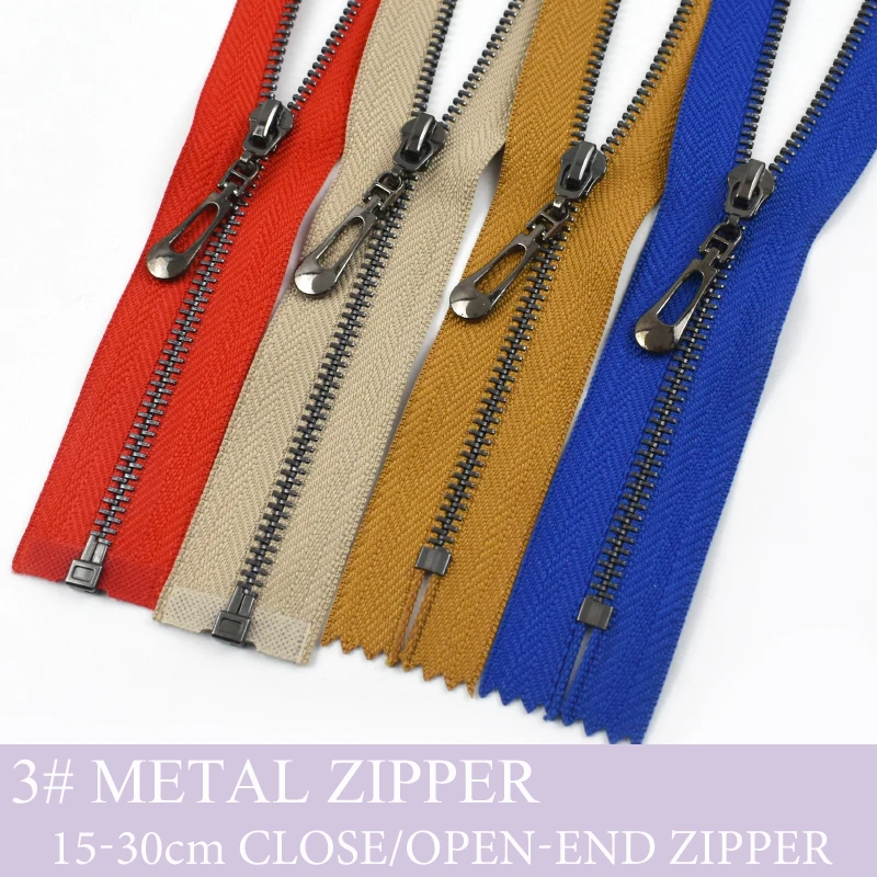 

3Pcs Meetee GunBlack Teeth Metal Zipper for Sewing 15-70cm 3# Close-End/Open-End Zippers Jacket Clothes Closures Zip Repair Kits