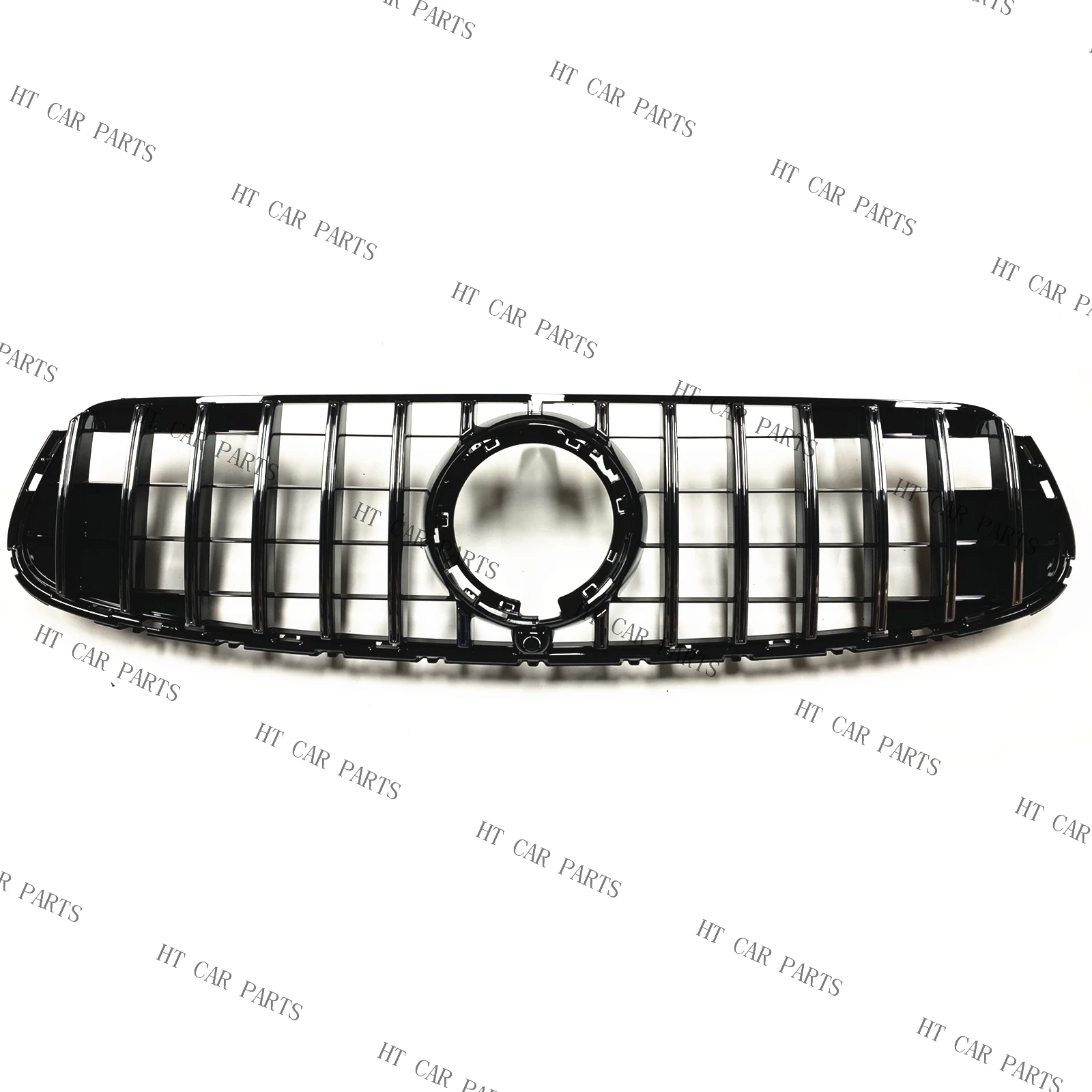 For Mercedes Benz Facelift GLC Class X253 2020-2022 Sport Model 1PCS Glossy Black + Chrome Silver Front Bumper Grille Kit