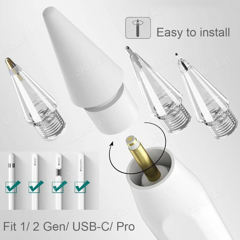 6-Pack Replacement Tips for Apple Pencil Pro/ 2nd Gen/ 1st Gen/USB C Tips Smooth Writing Drawing for iPad Pencil Accessories