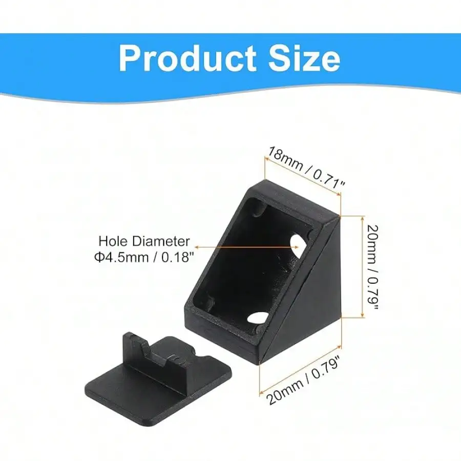 40 pieces of 90 degree plastic corner brace, 20x18x20mm shelf right angle bracket with screws suitable for cabinet cabinet