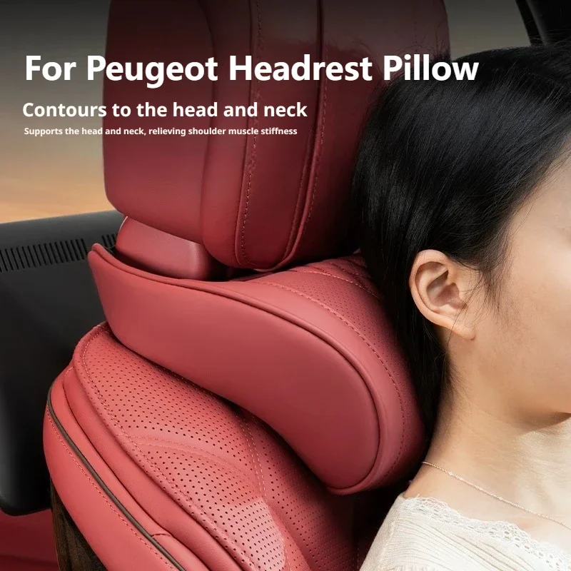 Memory Foam Nappa Leather, Car Neck Pillow, Skin Friendly For Peugeot 208 2008 308 3008 408 5008 Landtrek, Car Lumbar Support