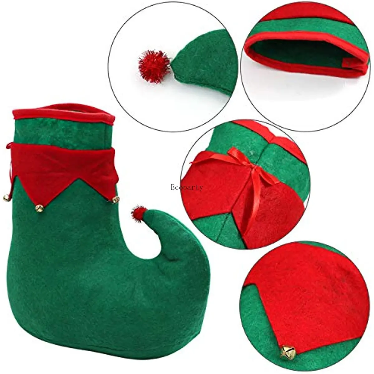 Cooraby Weihnachten Elf Kostüm Set Filz Elf Hut Elf Schuhe Weihnachten Elf Stirnband Weihnachten Urlaub Partei Erwachsene Elf Zubehör Disfraz