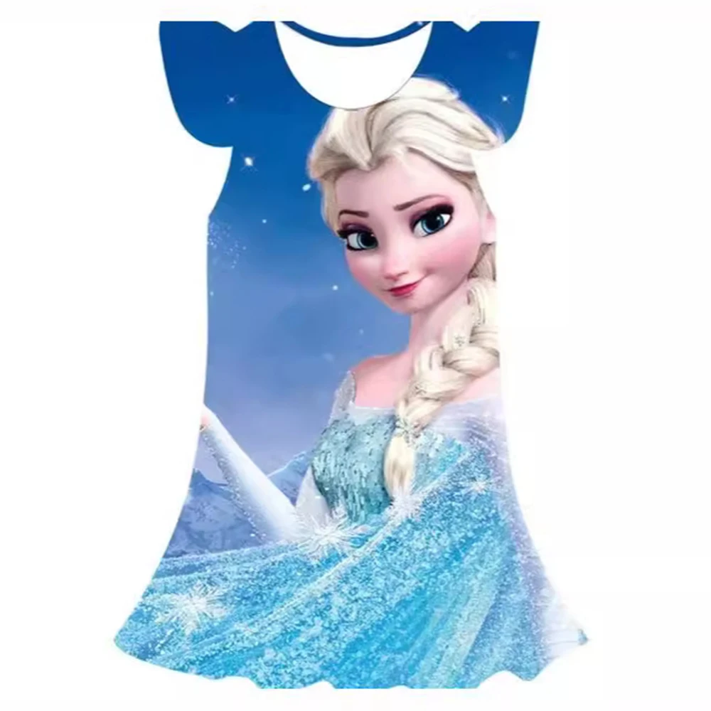 

Детское платье с принтом в стиле Disney Frozen, платья принцессы Эльзы без рукавов, платье с короткими рукавами для девочек, летнее платье нового стиля