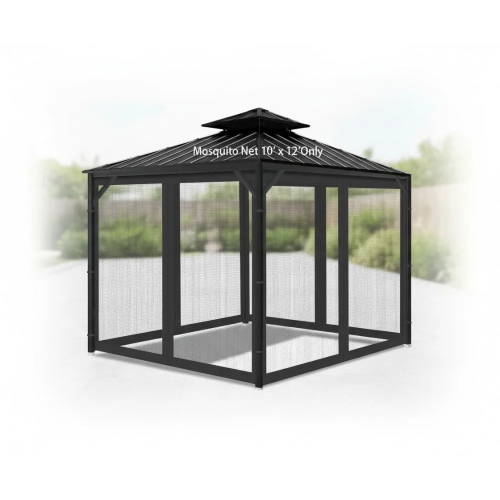 

Universal 10' x 12' Gazebo Mosquito Net Screen with Zipper - 4-Panel Outdoor Mesh for Patio Garden Pergola