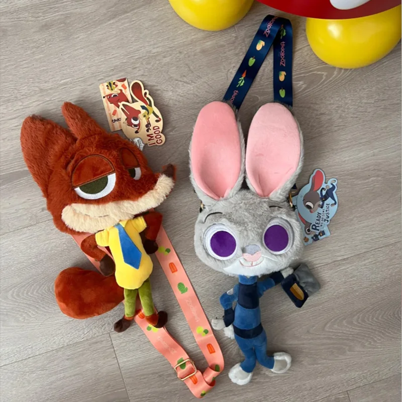 Disney Zootopia Series Judy Nick Wilde Baseball Bag Pendant Retro Doll Crossbody Bag College Style Small Square Bag Pillow Gifts