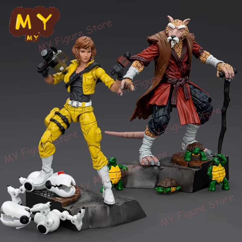 Original JOYTOY Tmnt Splinter April O'Neil Action Figure 1/18 Teenage Mutant Ninja Turtles Collection Decora Customized Toy