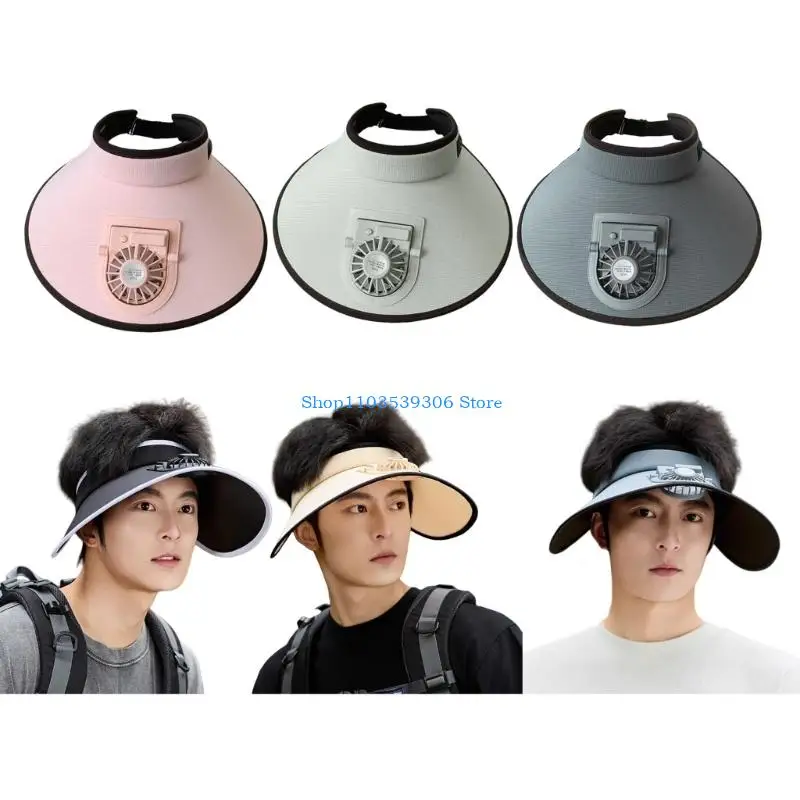 

400A Popular Sunproof Hat with Rechargeable 3 Speed Cooling Fan Wide Brims Design Sun Hat Perfect for Cycling and Hiking