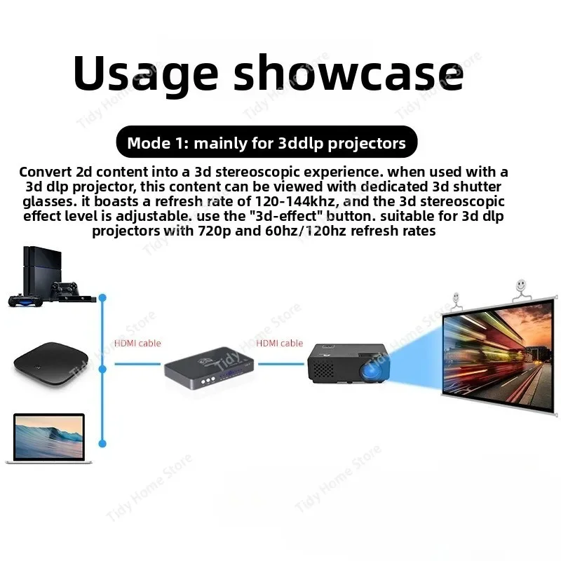 3D Converter - Supports All Formats,Compatible with 120Hz 3D Projectors and TVs