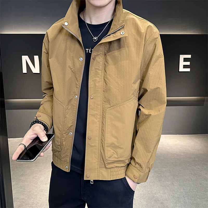 

Casual Men's Jaet 2025 Autumn New Sle Stand Collar Haome Youth Workwear Casual Versatile Faionable Trendy Top