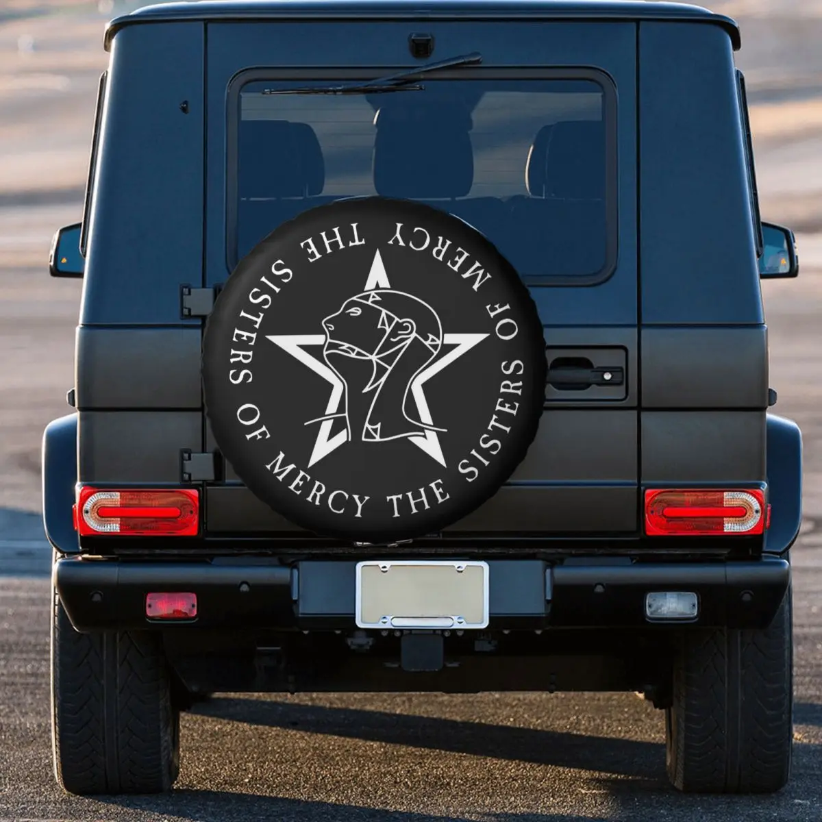 Custom Round Text Logo Goth The Sisters Of Mercy Spare Tire Cover for Car Pajero 4x4 Wheel Protector Covers 14