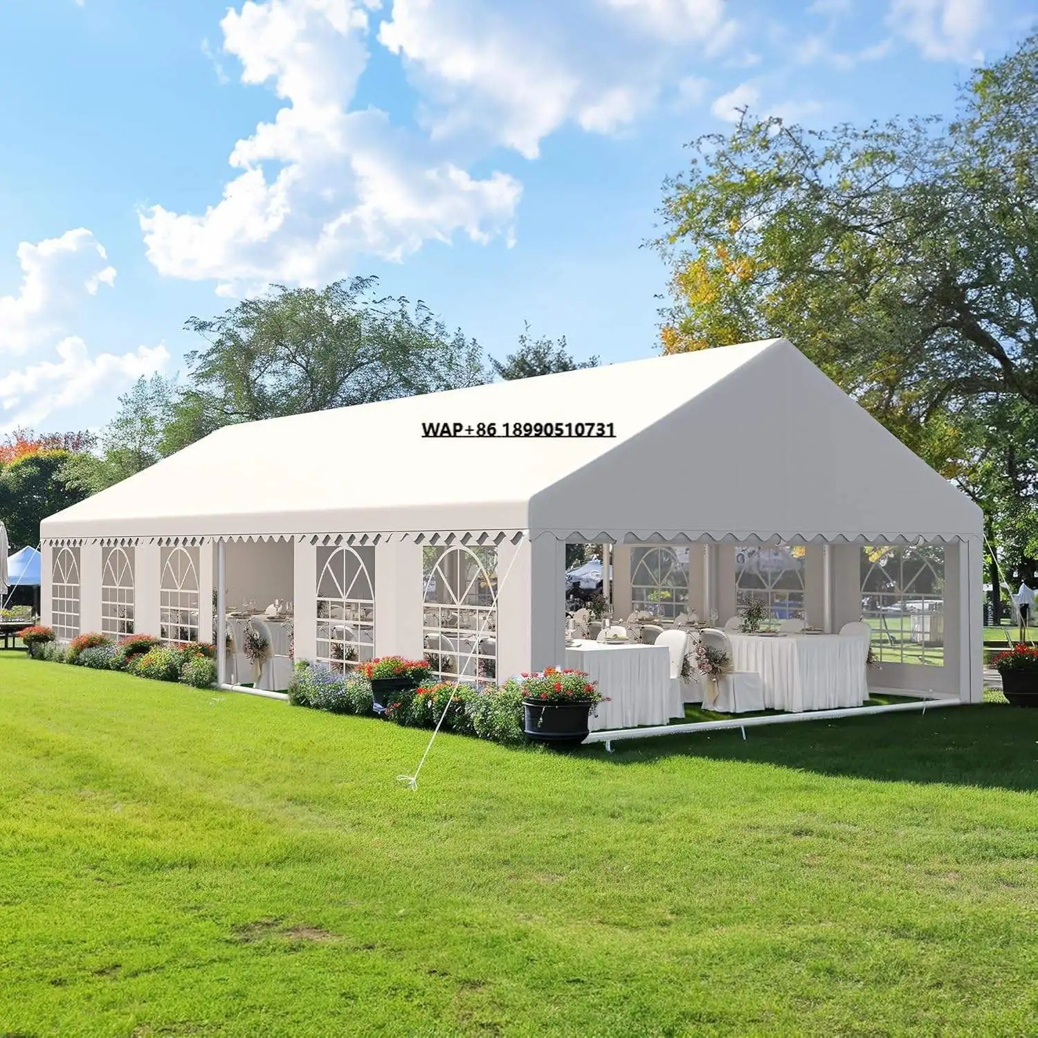 

Galvanized Steel Pipe Outdoor Party Tent with Removable Sidewalls White Wedding Tent