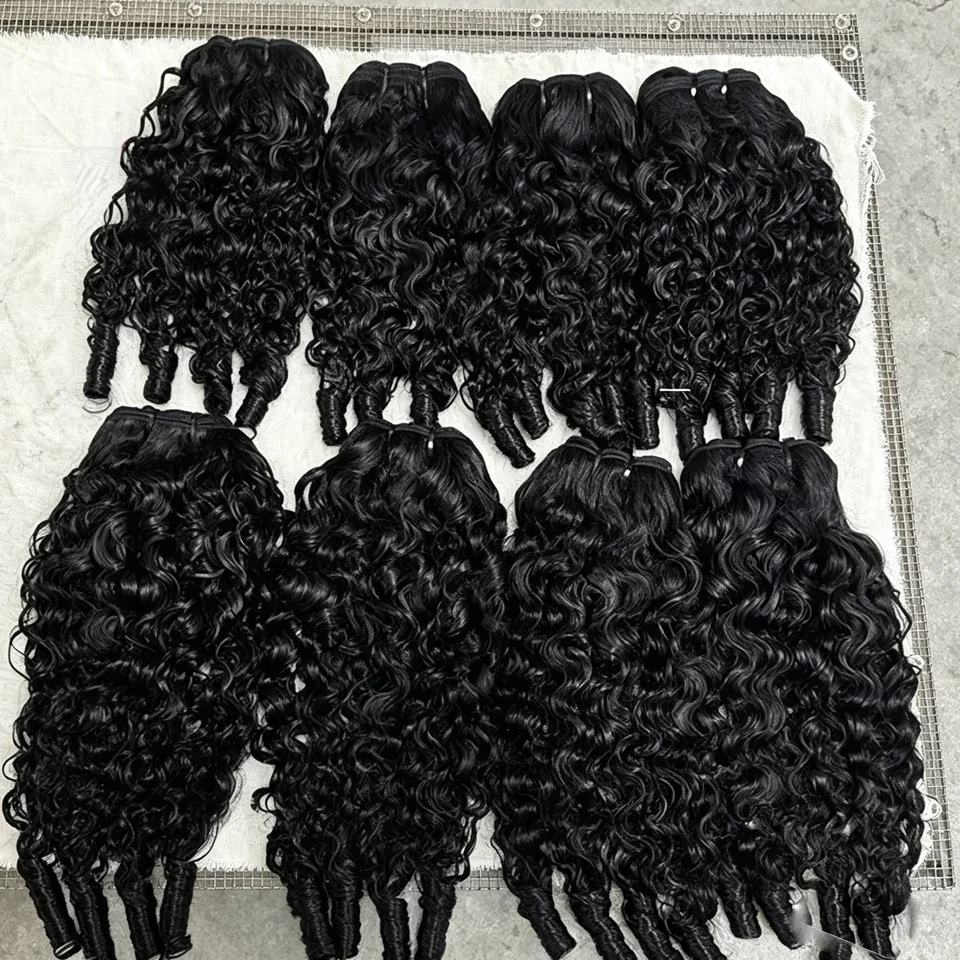 

Наборы натуральных волос 18A Burmese Pixie Curls: вьетнамские необработанные девственные волосы для наращивания, пучки волос Ocean Spiral Curly