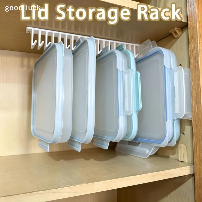 AnswerUnder‑Cabinet Lid Organizer Multi‑Slot Wall Mount Kitchen Rack 5/10 Hooks Space‑Saving Lid Holder With Mounting Hardware