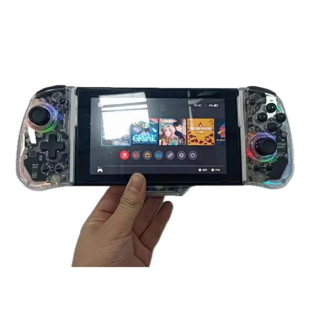 YS43 Interruptor Transparente Gamepad Controlador Joystick com LED Vibrante, TURBO, Controle de Movimento de 6 Eixos - Acessório para Jogos Final