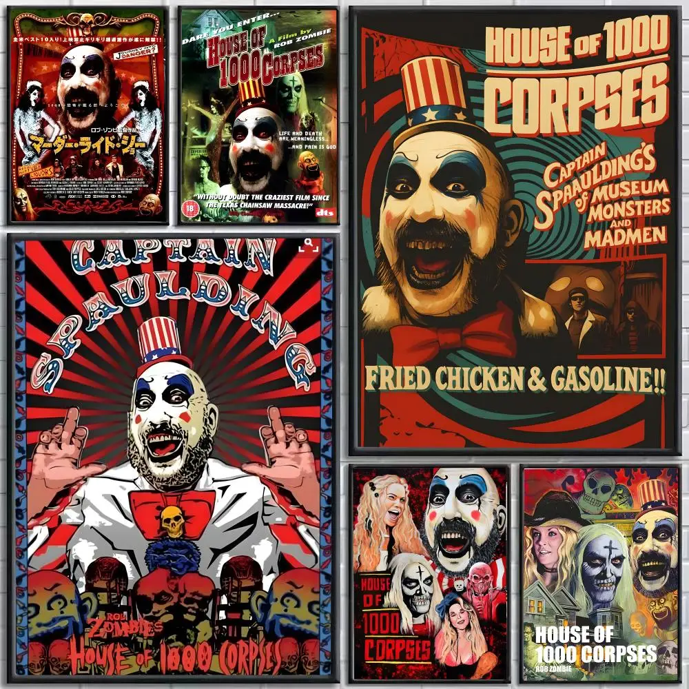 Movie House of 1000 Corpses Poster Self-Adhesive HD Mural Wall Decals, Living Room Bedroom Home Decor Gift