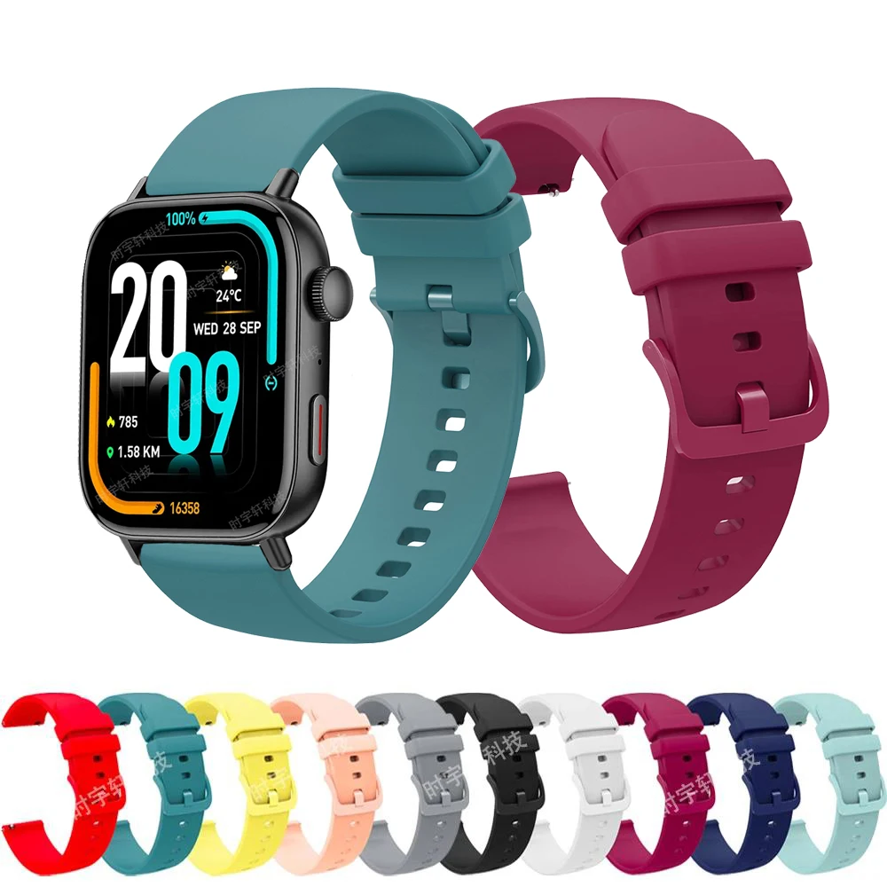 Pulseira de silicone para COLMI, pulseira Smartwatch, C8, P28 Plus, P71, P60, P68, P81, V73, C80, C61, C60, 20mm, 22mm