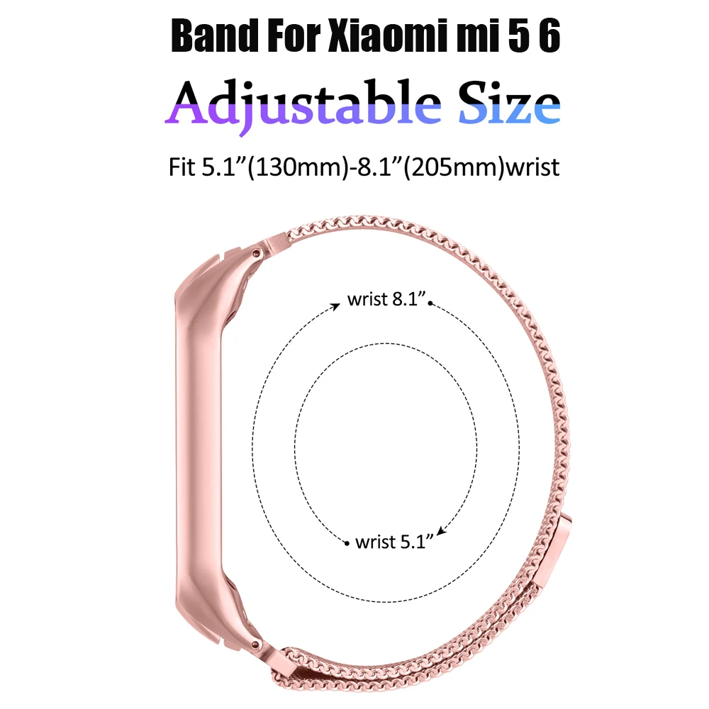 Luxury Metal Strap For Xiaomi Mi Band 6 5 3 4 Wristband Watchband Replacement Magnetic Strap For Xiaomi Mi Band 3 4 Miband 5 6