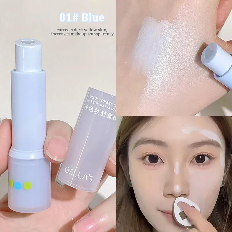 Heallor Color Correcting Makeup Primer Balm Moisturizing Green Purple Concealer Cream Cover Dark Circles Brighten Face Foundatio