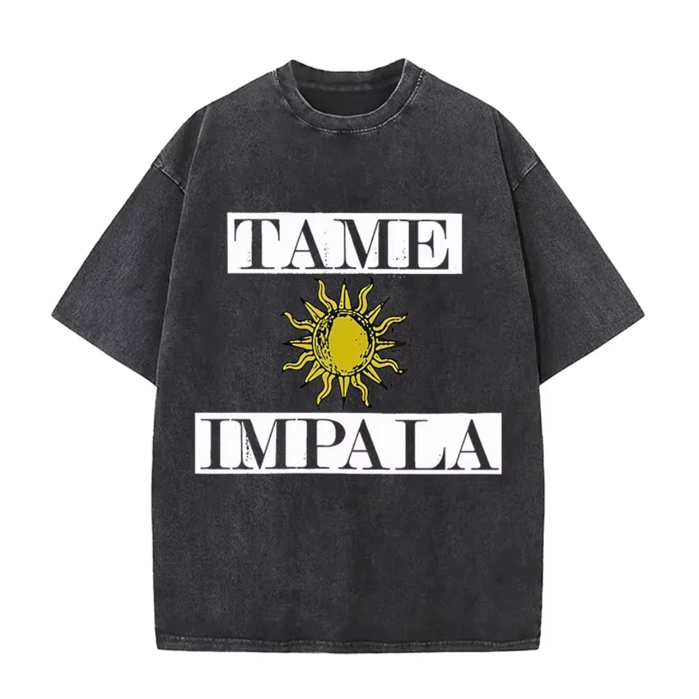 Rock Band Tame Impala Deadbeat Tour 2026 Album T-shirt Mens Vintage Oversized Washed T Shirts Fashion Hip Hop Fans Gift T Shirts