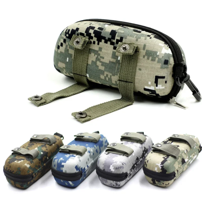 Portable Tactical Camouflage Molle Sunglasses Box EVA Zipper Goggle Box Glasses Storage Case Outdoor EDC Eyewear Accessory Bag