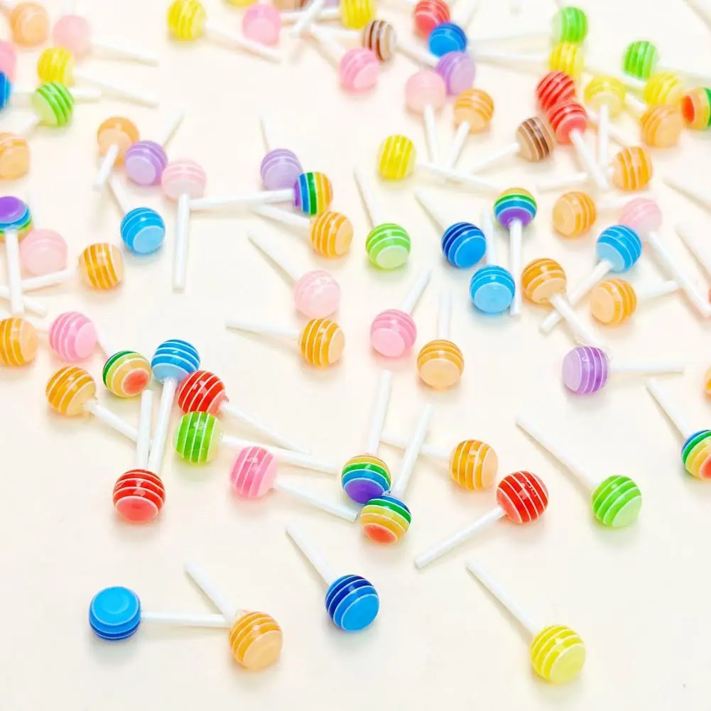 Cute Summer Style Decor Mini Lollipop Dollhouse Accessories Colorful Resin Miniature Lollipop Decoration Realistic Candy Model f
