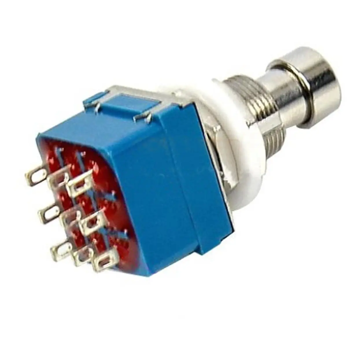 B72ABG 6PCS Guitar Effect Pedal Switch 3PDT Foot Switch PCB Button on-on Latching 9 Pins True Bypass Blue