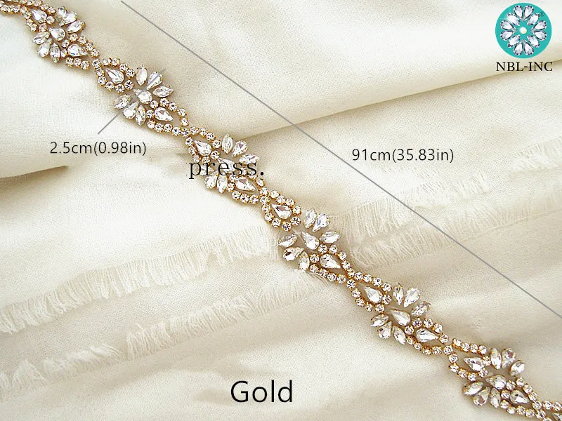 (1 YARD) Bow shape bridal beaded crystal rhinestone applique trim silver gold sew iron on for wedding dress WDD0829