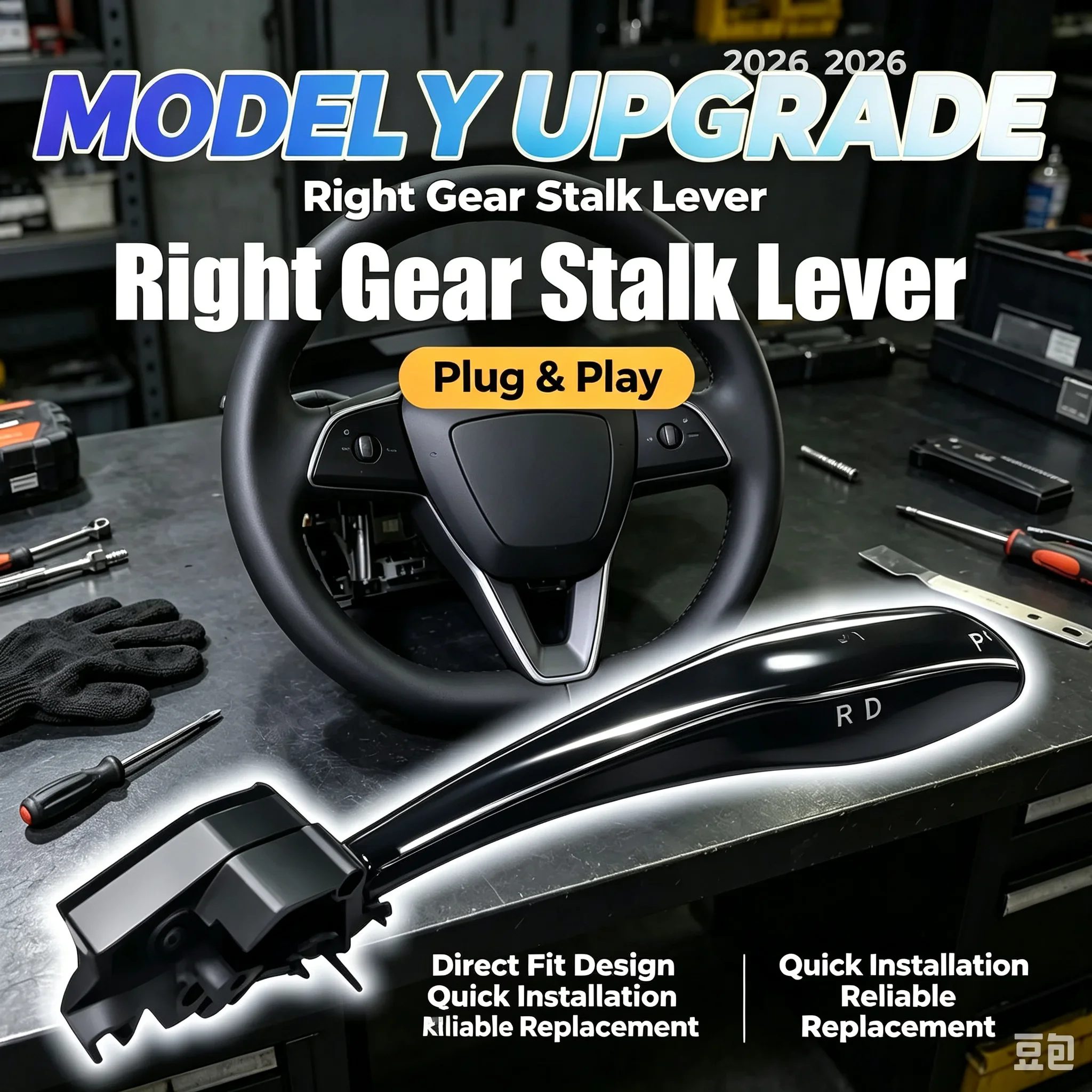 New Physical Gear Stalk Lever for Tesla Model 3 Highland/Y Juniper OEM Style Shift Grab Kit Premium D P R Indicator Handle