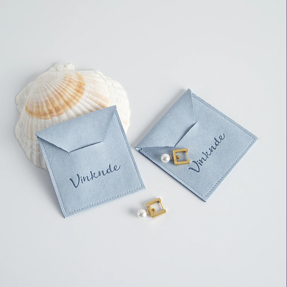 100Pcs Microfiber Jewelry Gift Bag Light Blue Candy Soap Oil Perfume USB Disk Lipstick Eyelash Storage Pouch DIY Box Accessories