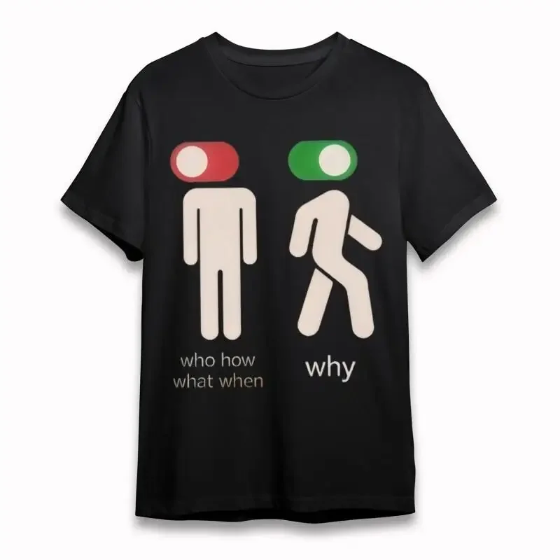 Men'S Classic T Shirt Human Silhouette Switch Art With Red Green Buttons