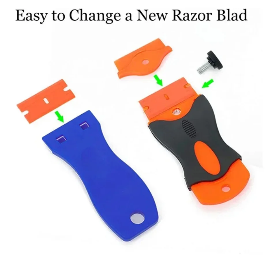 Auto Glass Cleaning Scraper Tool for Car Windows Stickers Non Scratch Scraper with Metal+Plastic Blades Oven & Hob Scraper