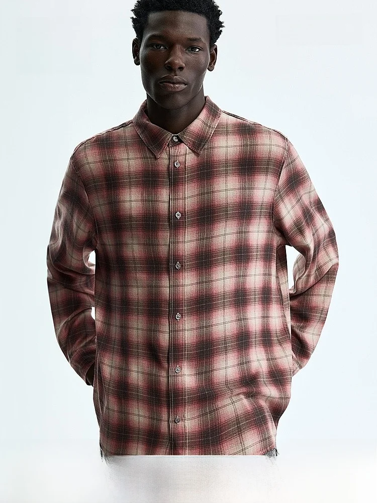 

H&M Men's Casual Shirt Standard Fit Long Sleeve Button up Summer New Arrival 100% Viscose Fiber Regular Length Open Cardigan