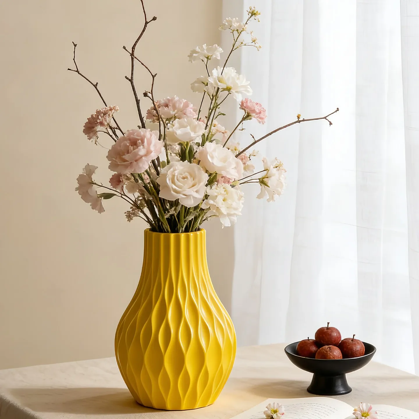 CAPIRON Nordic Ceramic Vase Wave Design Flower Pot Modern Home Decor Minimalist Tabletop Centerpiece Wedding Ornament Desktop