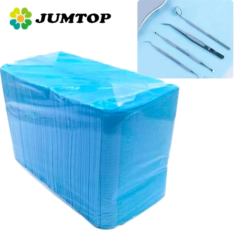 JUMTOP 125Pcs Disposable Dental Bibs Dentist Scarf Chest Towel Waterproof Tattoo Clean Pad Table Covers