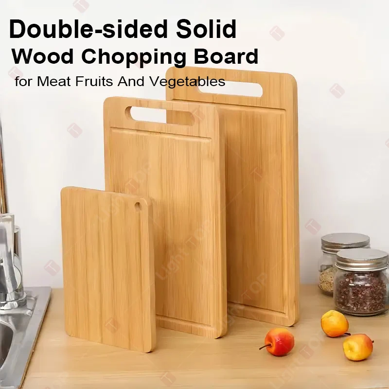 

Wooden Cutting Boards for Kitchen Serving Board Double-sided Available Thick Kitchen Chopping Board for Meat Fruit and Vegetable
