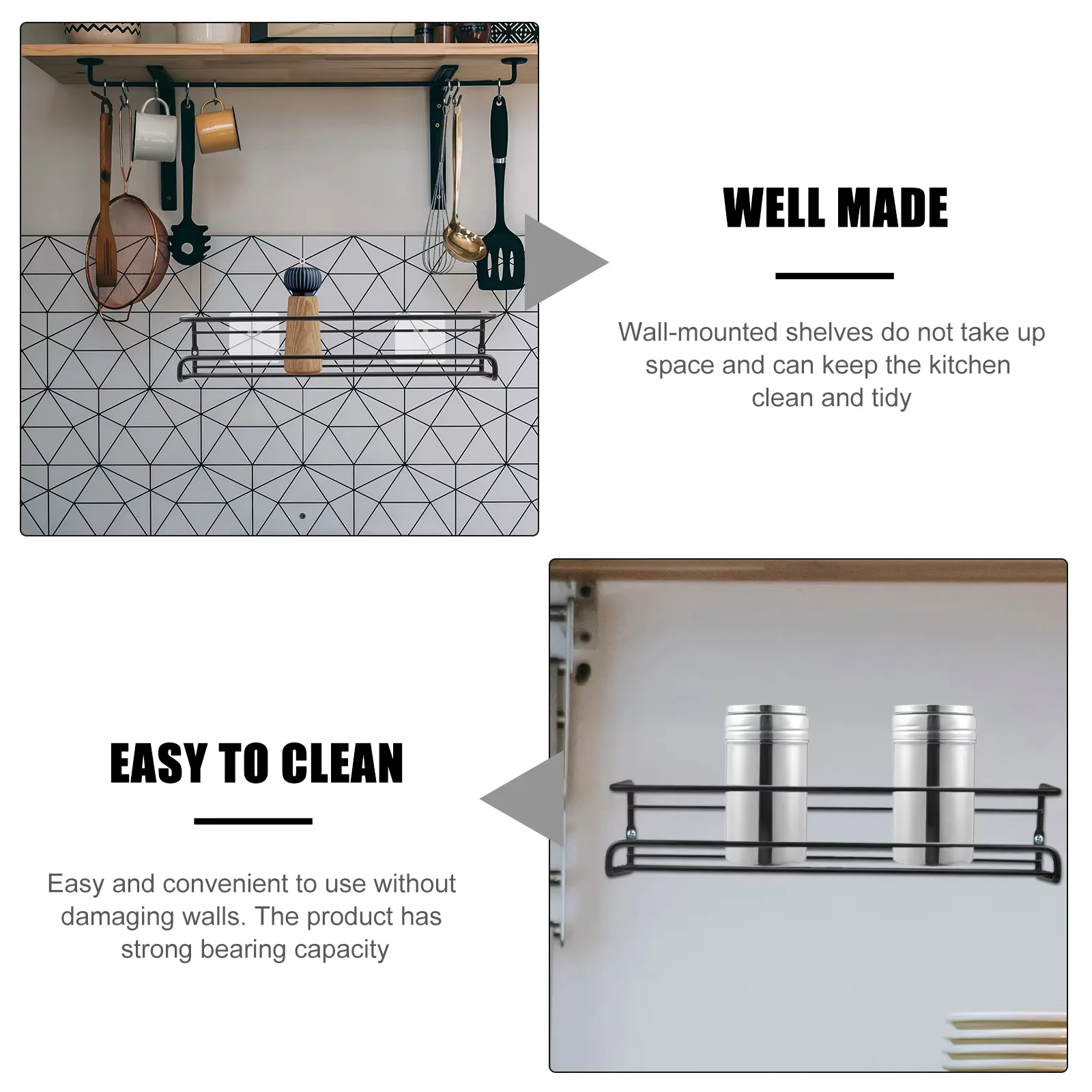 2 قطعة/4 قطعة رف زجاجات التوابل، رف تخزين مثبت على الحائط، مناسب للمطبخ، سهل التركيب