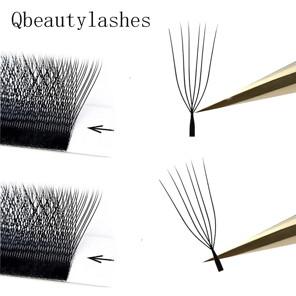 Qbeautyelashes 6DU على شكل الرموش تمديد YY جلدة لينة الطبيعية قبل الصنع مروحة رمش ملحقات ماكياج بالجملة