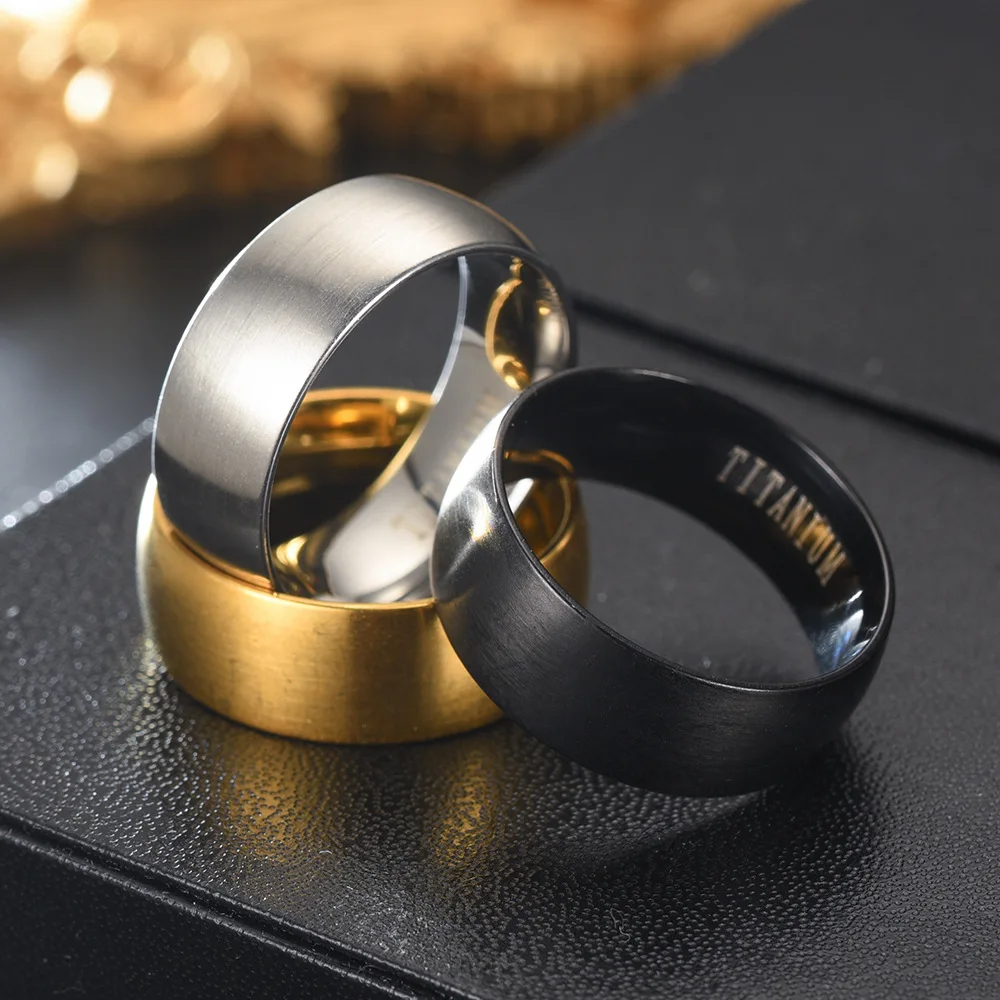 Anillos de titanio 100% para hombre, joyería clásica de 8mm, Color negro, mate, para compromiso, regalos de boda, venta al por mayor