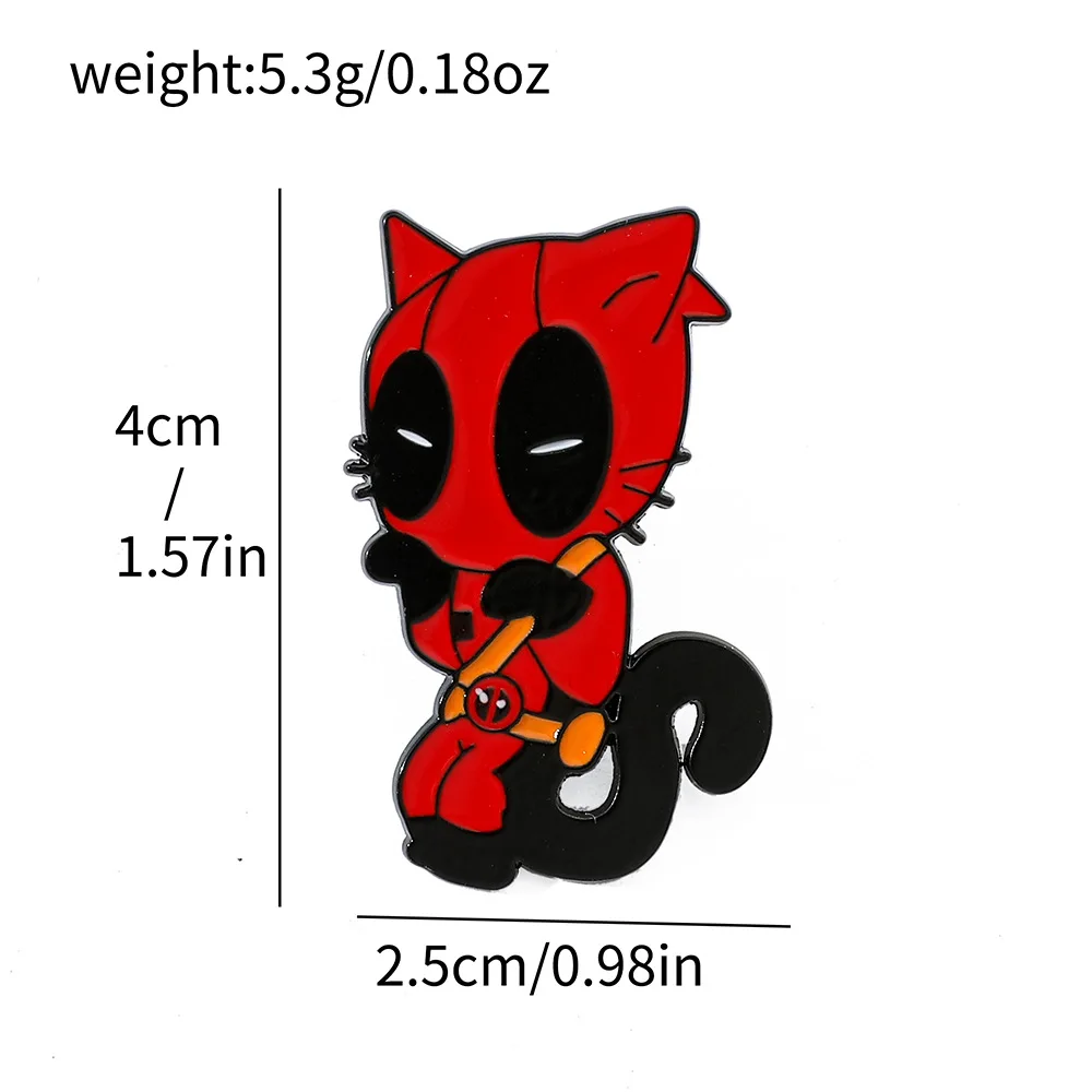 Deadpool Marvel Movie Anime Figure Cat Unicorn Cute Cartoon Metal Brooch Clothing Badge Bag Pin Decoration Children Toy Gifts