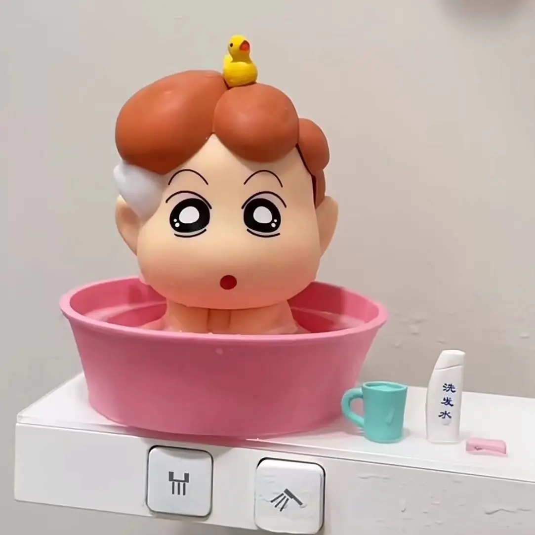 11cm Crayon Shin Chan Gk Nohara Himawari Action Figure Q Version Shower Duckling Kawaii Doll Model Collection for kids Gifts