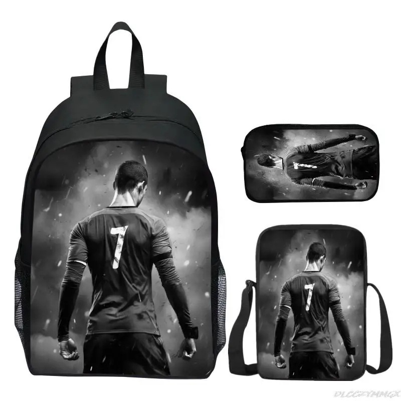 CR7 Cristiano Ronaldo Backpacks Boys Girls Bookbag Students School Bags Cartoon Kids Rucksack Lunch Bag Pen Bag Three-Piece Set