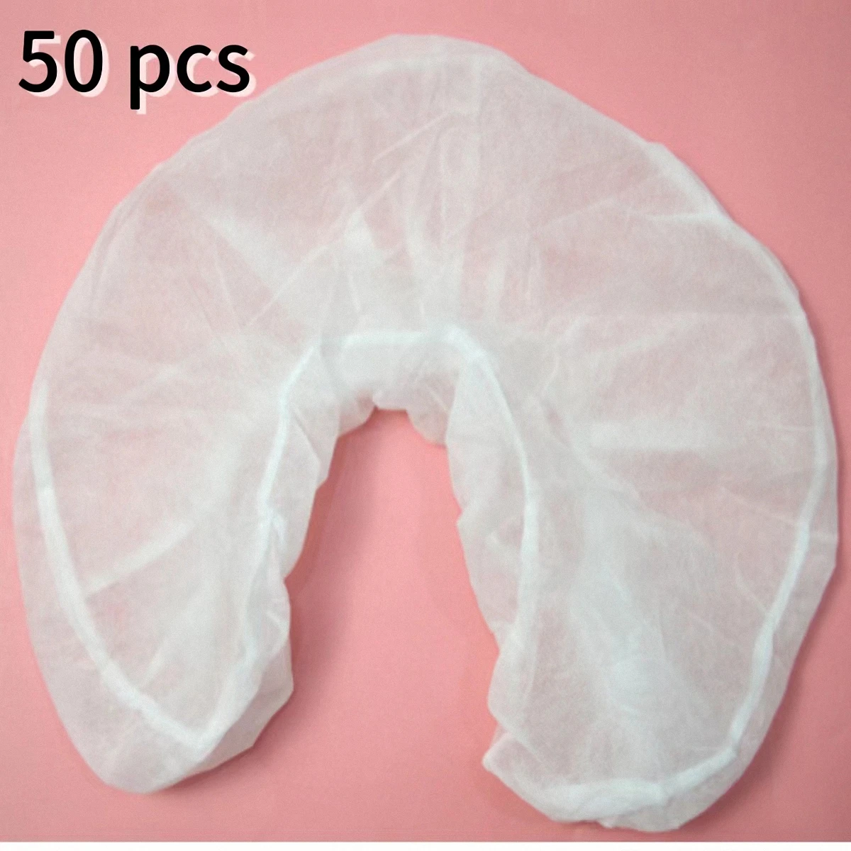 50 Pcs/pack Headrest Covers Fitted Disposable Massage Face Rest Cradle Covers White Color U-shaped Pillowcase Elastic Non-woven