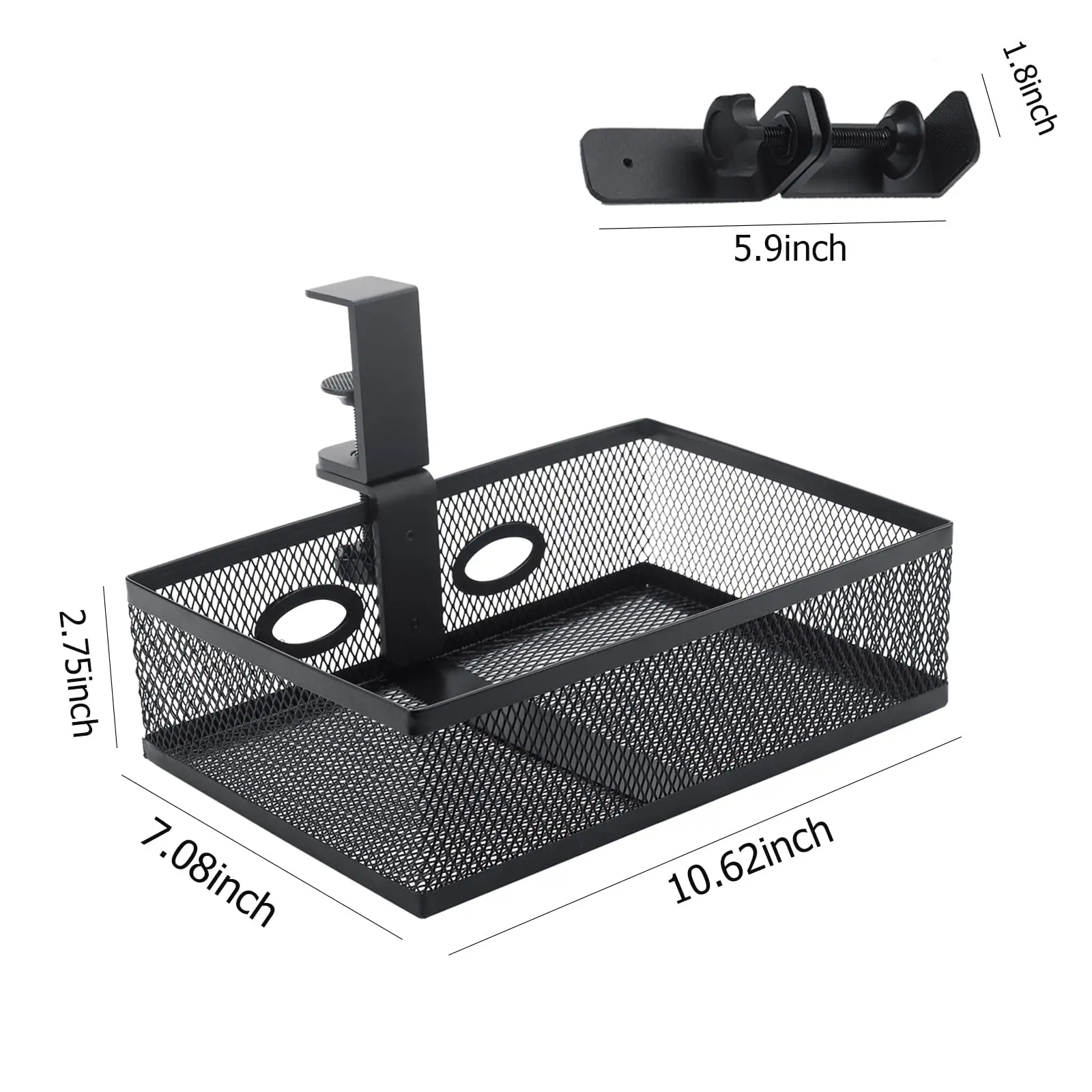 Under Desk Storage Drawer, Clamp-on Swivel Pencil Drawer, 360° Rotatable Under Desk Storage Hidden Under Desk Drawer Organizers