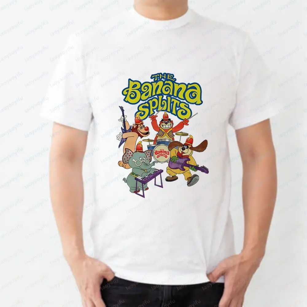 BANANA SPLITS - Printed Blouse for Both Men and Women, Featuring A Trendy Short-sleeved Design. Large-sized T-shirt.
